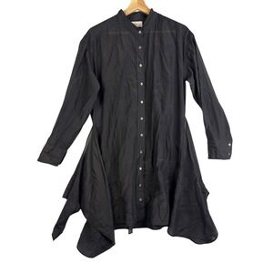 Xirena Arly Tie Front Cotton Black Shirtdress long sleeve‎ Size Small Casual